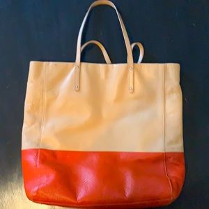 Large leather shopping tote